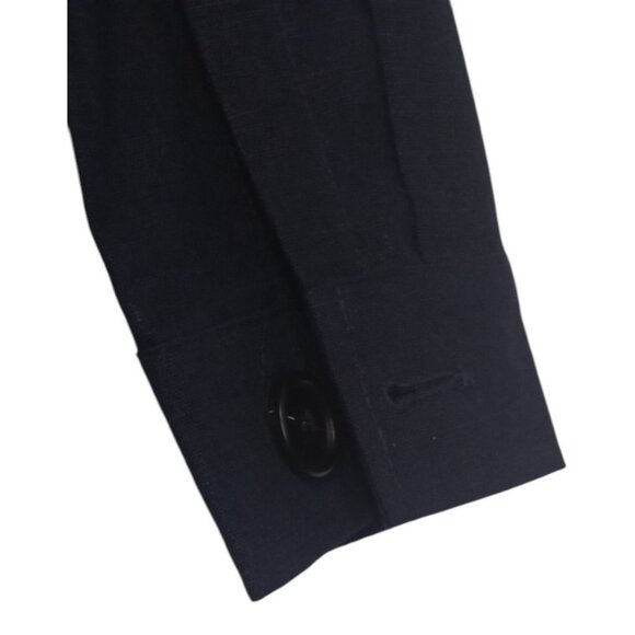 Linen Cargo Jacket L Blazer Pockets Notch Nautical Blue 100% Linen - Picture 3 of 7